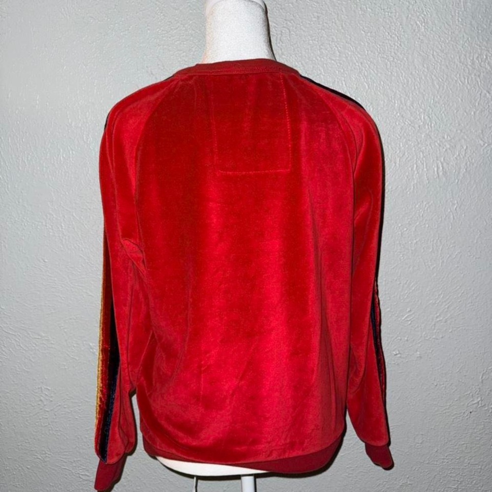 Aviator Nation Velvet Stripe Classic Sweatshirt Relaxed Size XS Red‎ - Picture 3 of 4